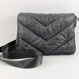 CARAA X ATHLETA Collab Quilted Puffer Gray Satin Lightweight Crossbody Bag